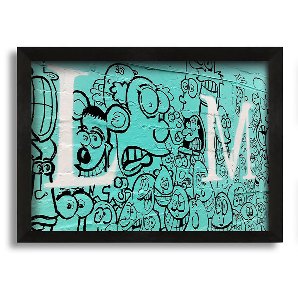 Happy Larry Cartoon Faces Picture Frame Painting on Canvas Wayfair